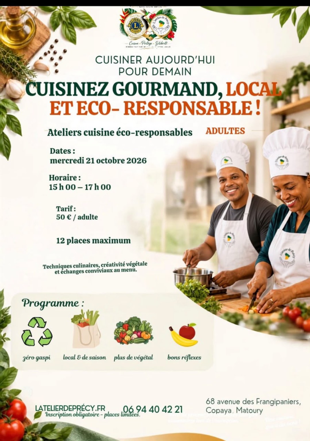 Affiche de l’atelier Cuisinez gourmand, local et écoresponsable du 21 octobre 2026